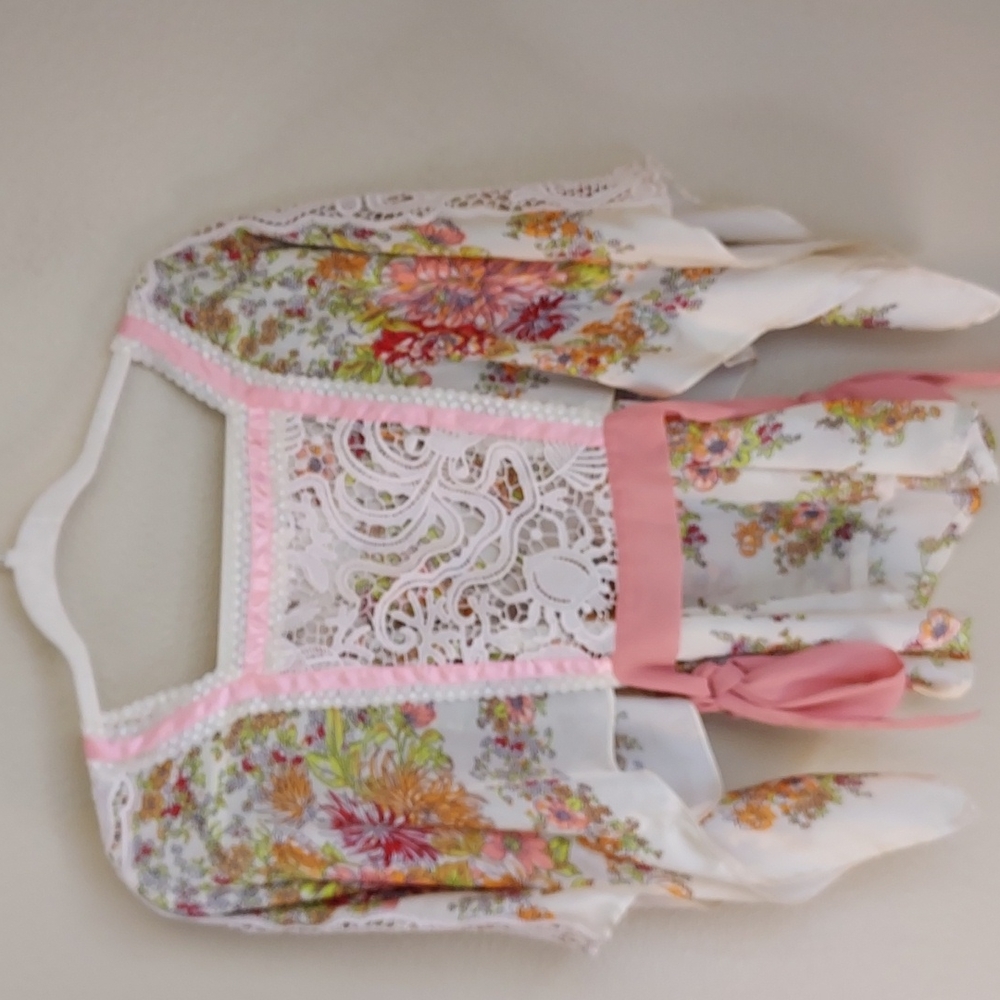 Anthropologie Tiny Satin And Lace Tie Back Blouse Size M